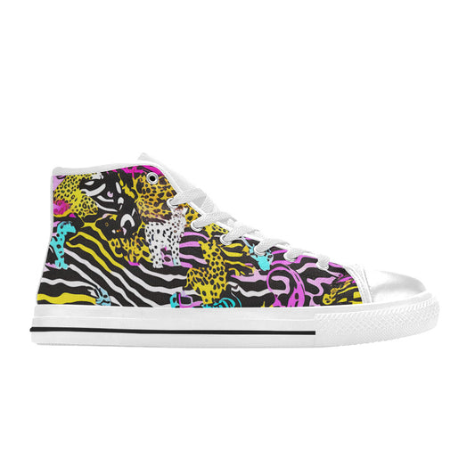 WOMEN'S Neon Animal Print High Top Canvas Vivid Shoes