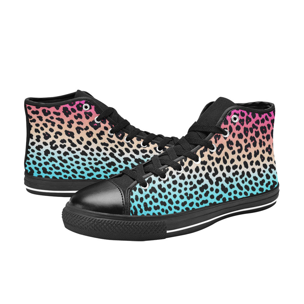 MEN'S Gradient Leopard Print Men’S High Top Canvas Surreal Sneakers
