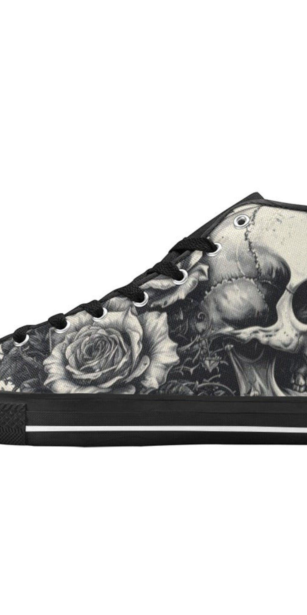 Gothic Skull Rose Women's Dark Art High Top Canvas Shoes | Freaky Shoes®