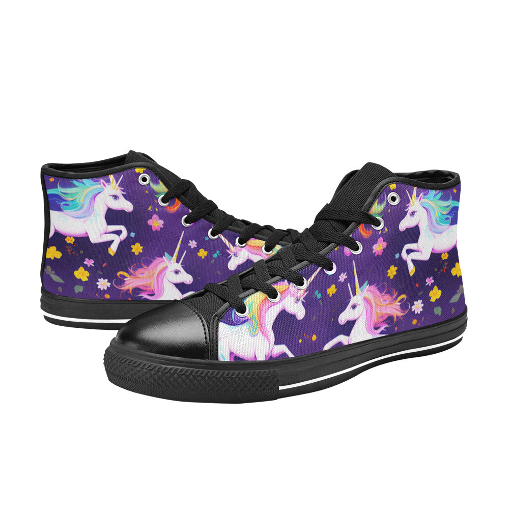 WOMEN'S Unicorns Please 3 High Top Canvas Neon Fantasy Shoes