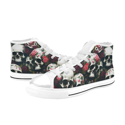 WOMEN'S Rose Skulls Dark 5 High Top Canvas Dreamcore Custom Sneakers