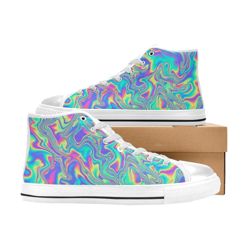 WOMEN'S Holographic Tribal Blaze 4 High Top Canvas Dark Academia Custom Sneakers