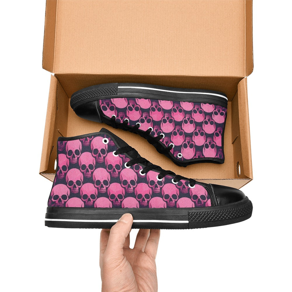 MEN'S Skull Underground Comix Black High Top Canvas Grunge Custom Shoes