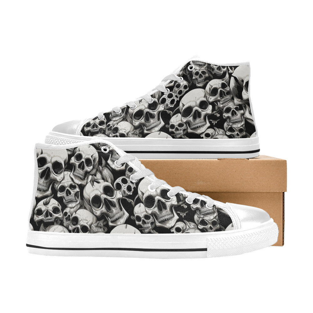 MEN'S Skulls Mania Men’S High Top Canvas Wallpaper Art Custom Shoes