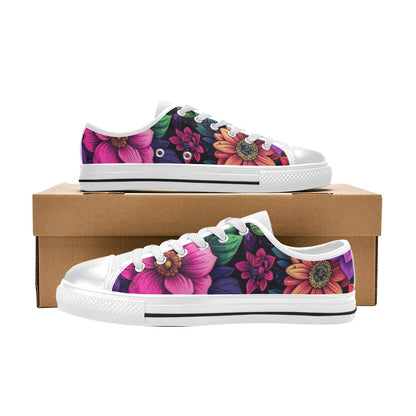 KIDS' Trippy Floral Chaos Low Top Canvas Wallpaper Art Shoes