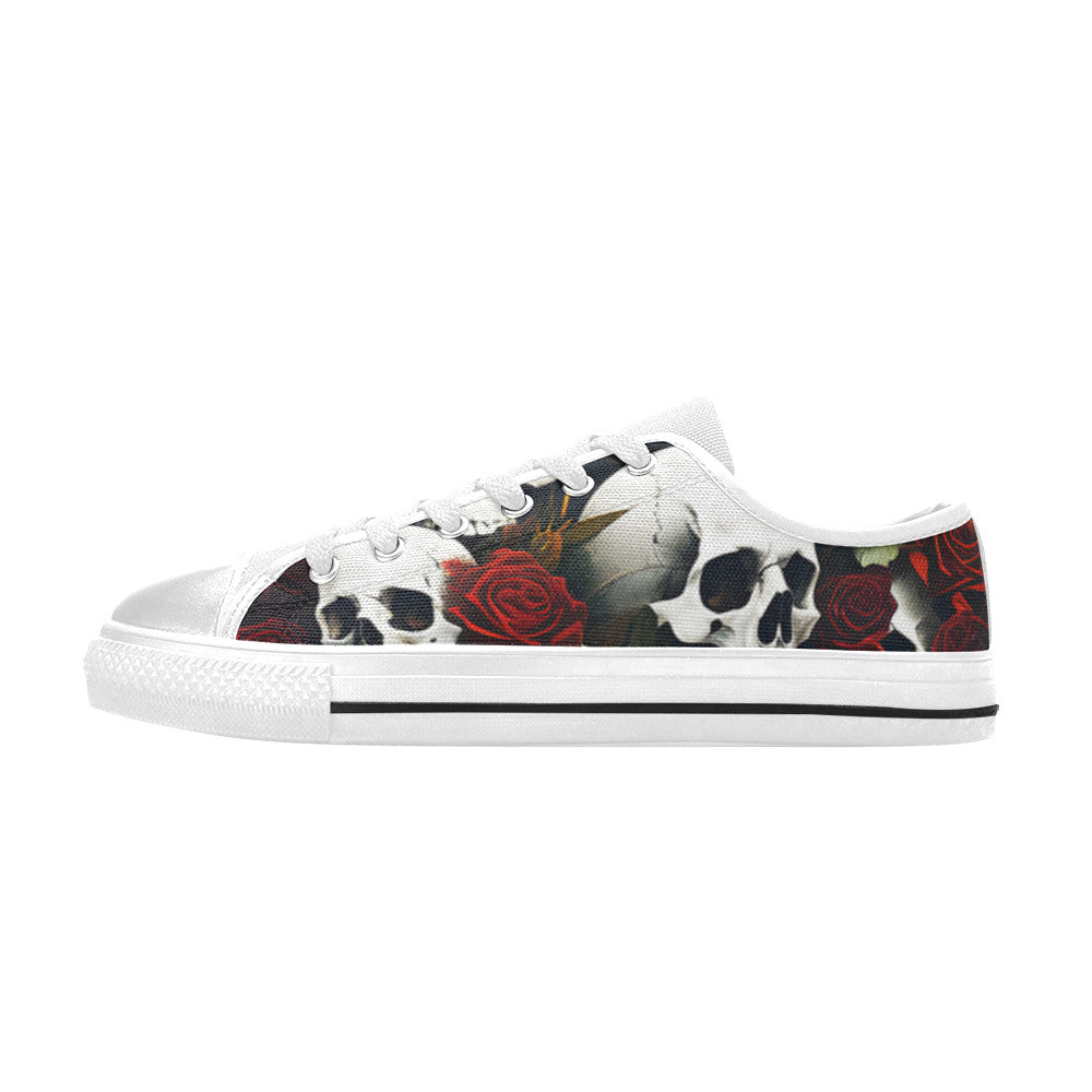 WOMEN'S Rose Skulls Dark 6 Canvas Surreal Sneakers