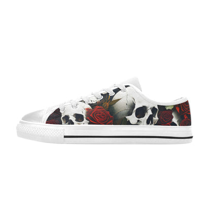 WOMEN'S Rose Skulls Dark 6 Canvas Surreal Sneakers