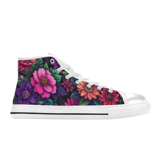 KIDS' Trippy Floral Chaos High Top Canvas Cottagecore Shoes