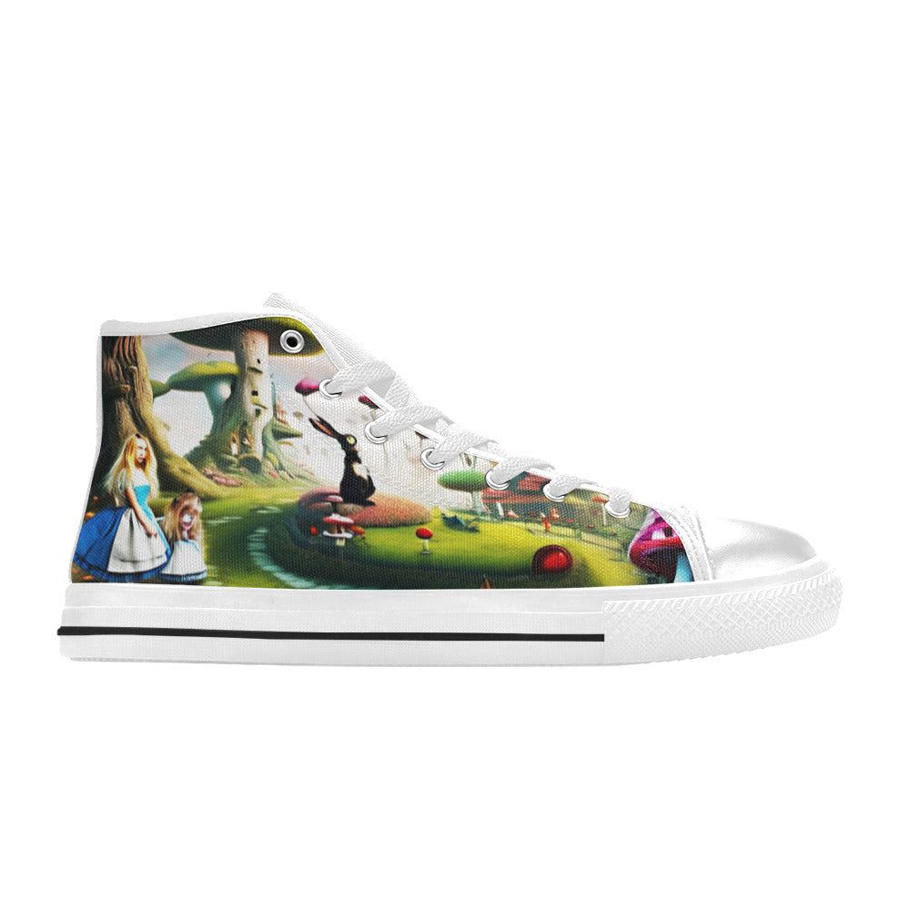 MEN'S Freaky World Wonderland Distorted High Top Canvas Grunge Sneakers