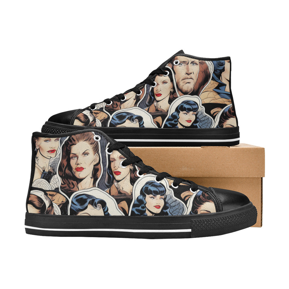 WOMEN'S Cc Retro Faces High Top Canvas Neon Fantasy Custom Sneakers