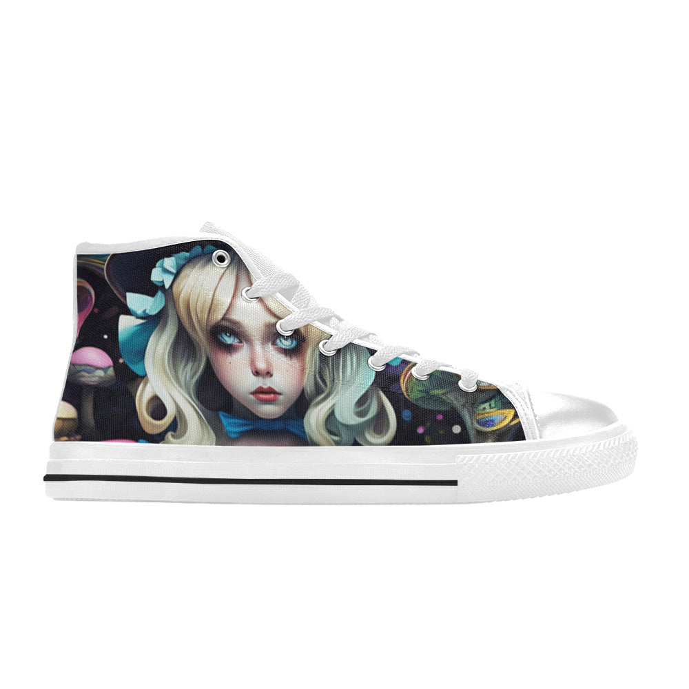 WOMEN'S Creepy Art Trippy Wonderland High Top Canvas Dreamcore Shoes