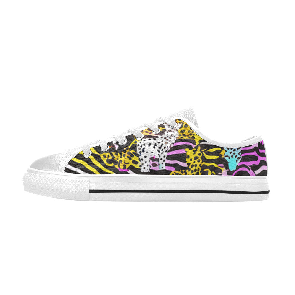 WOMEN'S Neon Animal Print Canvas Dark Academia Custom Shoes
