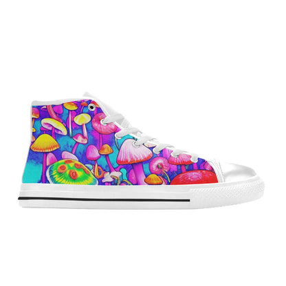 WOMEN'S Colorful Mushrooms Art Vibes High Top Canvas Wallpaper Art Shoes