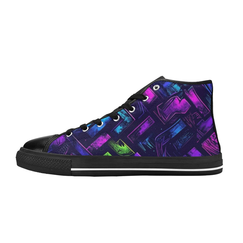 WOMEN'S Electric Houndstooth Dream 1 High Top Canvas Vivid Custom Shoes