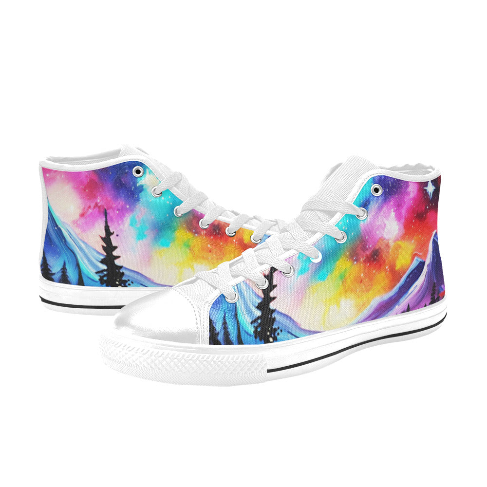 WOMEN'S Acrylic Colorful Galaxy Art High Top Canvas Dark Academia Shoes