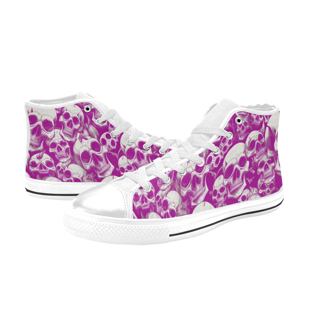 WOMEN'S Skulls Mania Purple High Top Canvas Grunge Sneakers