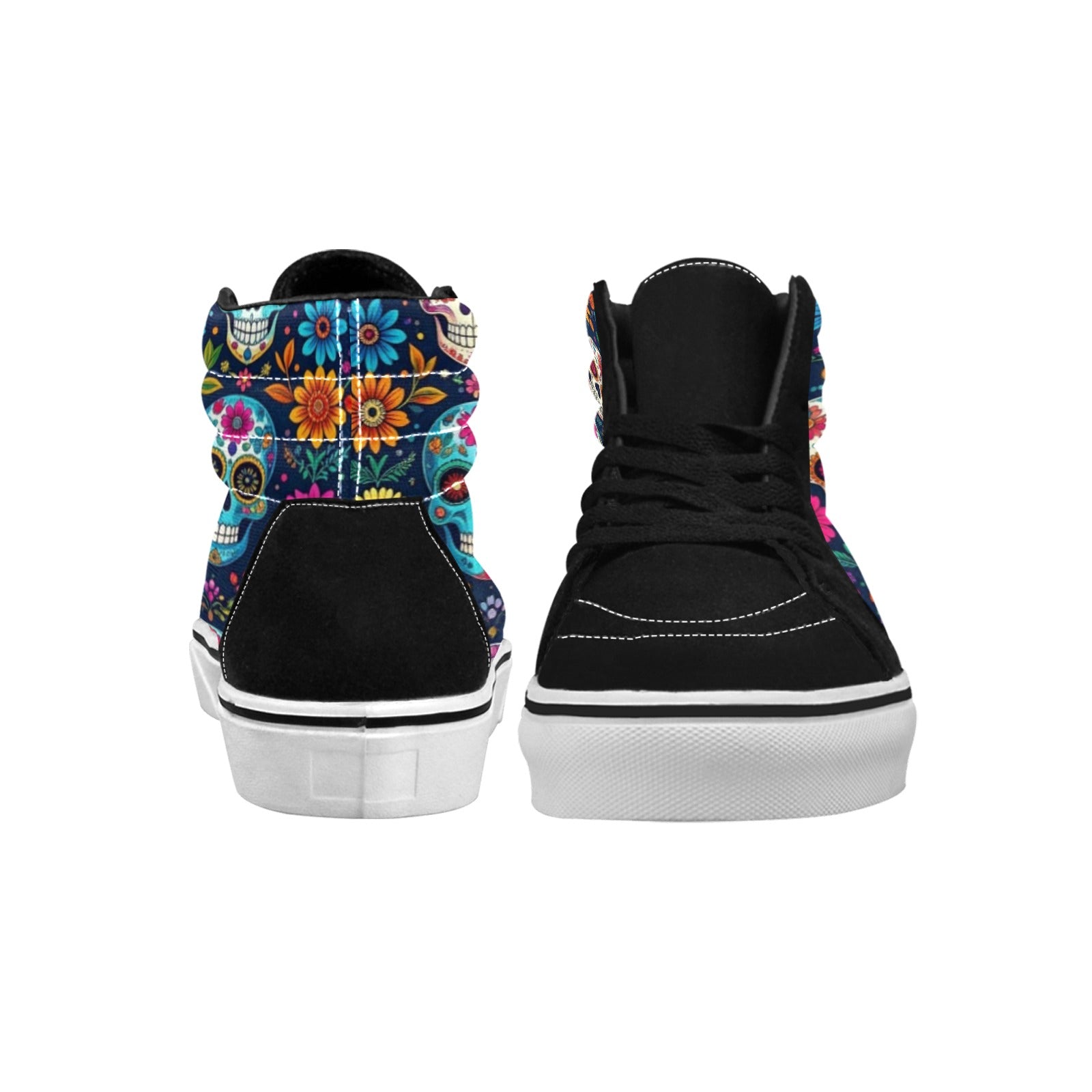 WOMEN'S Rainbow Sugar Skull Weave High Top Skateboarding Cottagecore Sneakers