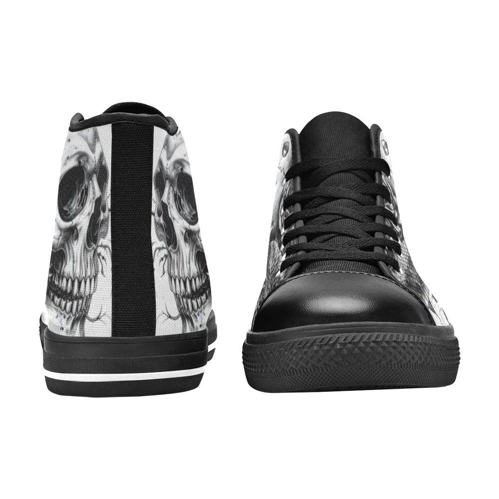 Skull Art Men's Dark Gothic Rose High Top Canvas Shoes | Freaky Shoes®