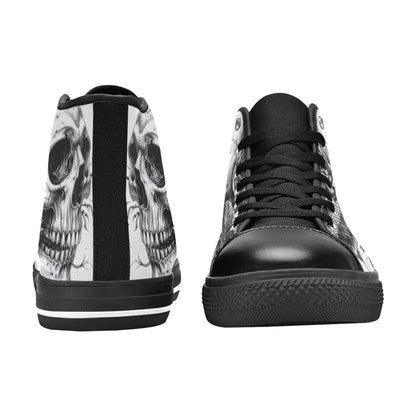Art Gothic Rose Skull Men's Dark High Top Canvas Shoes | Freaky Shoes®