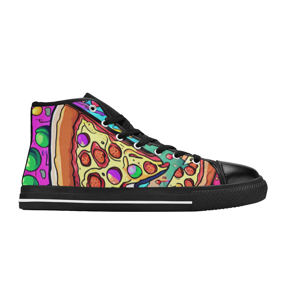 WOMEN'S Pizza Fantasy Artwork Design High Top Canvas Cottagecore Sneakers