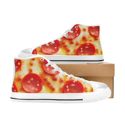 WOMEN'S Cc Pepperoni Pizza Cheese High Top Canvas Neon Fantasy Custom Shoes
