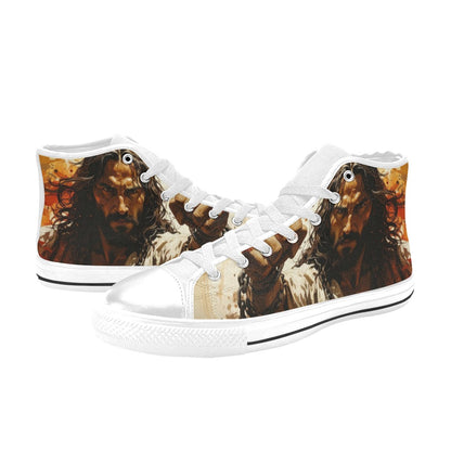 WOMEN'S Jesus_Ht_02 High Top Canvas Neon Fantasy Sneakers