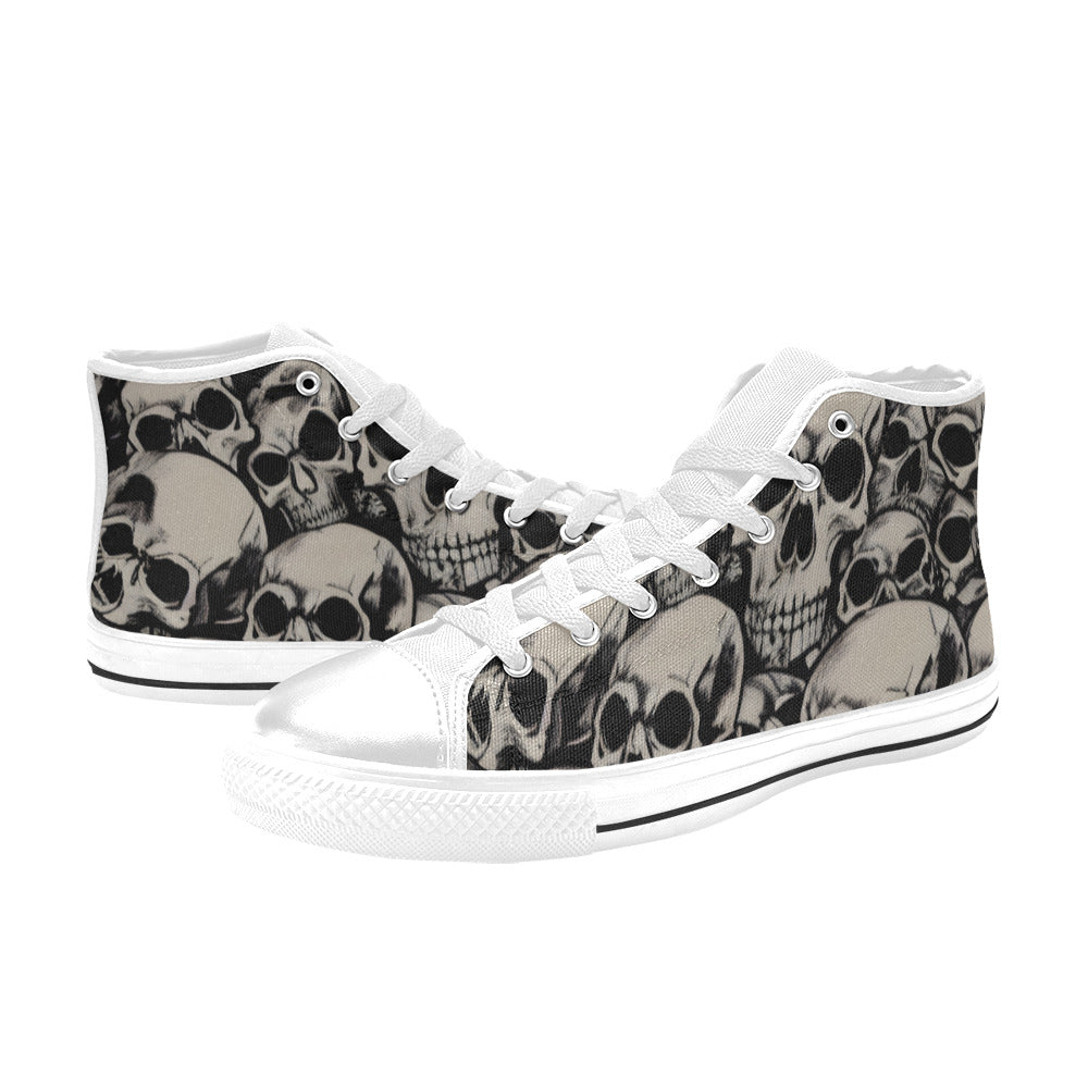 MEN'S Cc Retro Skulls Art High Top Canvas Grunge Custom Sneakers