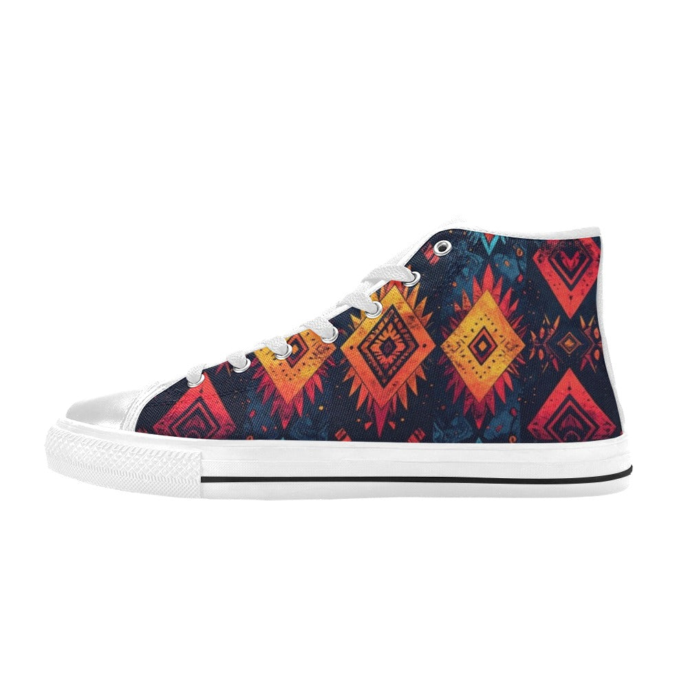 Wild Tribal Ripple 2 Men's High Top Canvas Shoes