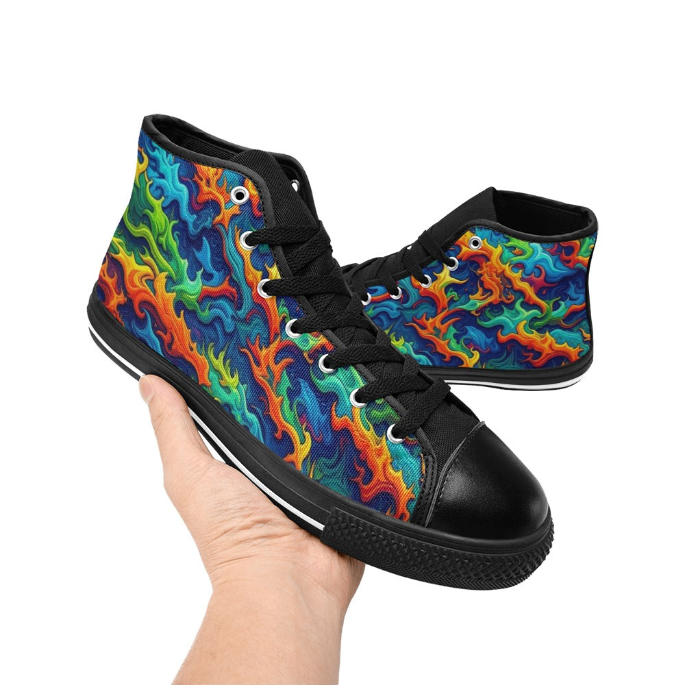 WOMEN'S Psychedelic Camo Rhythm High Top Canvas Y2K Sneakers