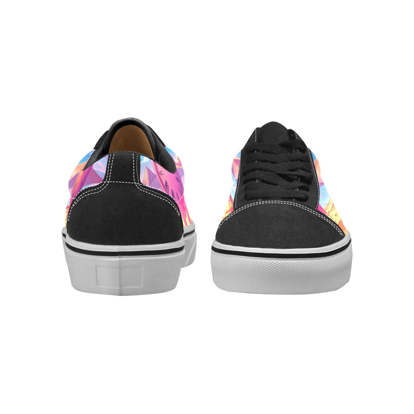 WOMEN'S Surrealist Dreamscape Pattern, Melting Low Top Skateboarding Grunge Custom Shoes