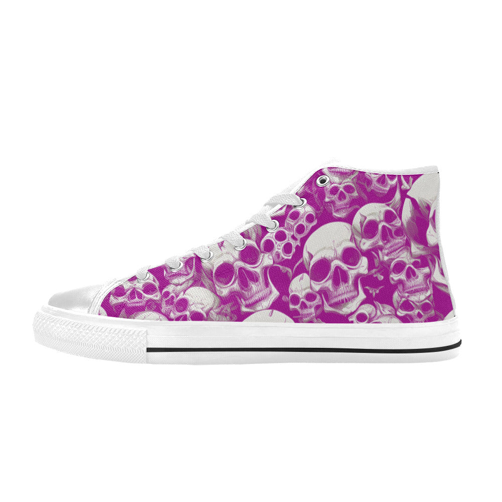 WOMEN'S Skulls Mania Purple High Top Canvas Grunge Sneakers
