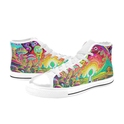 WOMEN'S Trippy Freestyle Art Designs High Top Canvas Vibrant Chaos Custom Sneakers