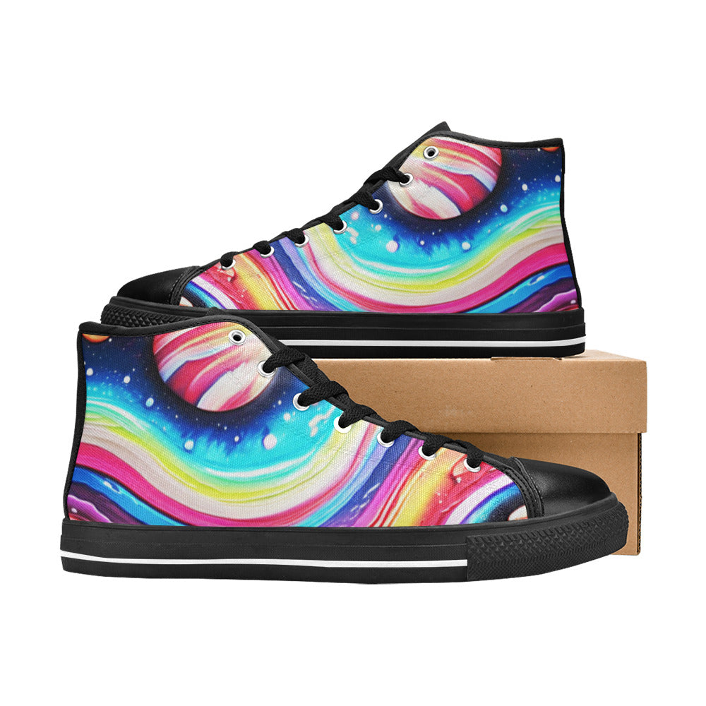 WOMEN'S Acrylic Colorful Galaxy Arts High Top Canvas Wallpaper Art Custom Sneakers