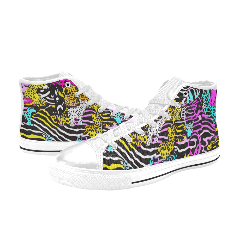 MEN'S Neon Animal Print Men’S High Top Canvas Dark Academia Sneakers