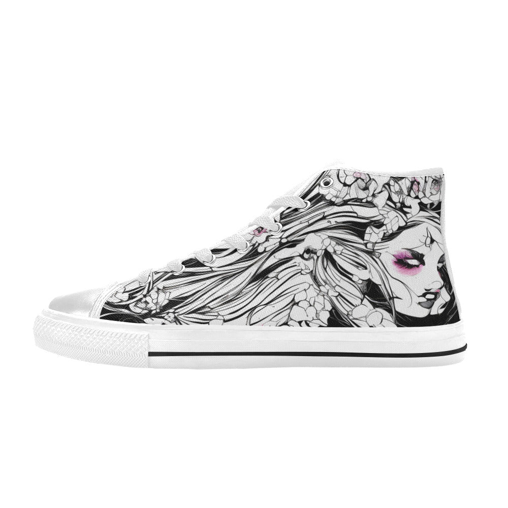 WOMEN'S Ink Art 2 High Top Canvas Dreamcore Custom Sneakers