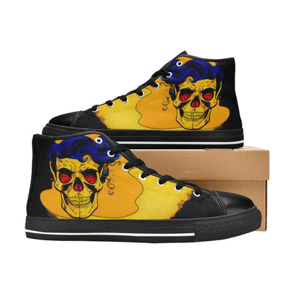 MEN'S Cc Retro Skull Art High Top Canvas Aesthetic Custom Sneakers
