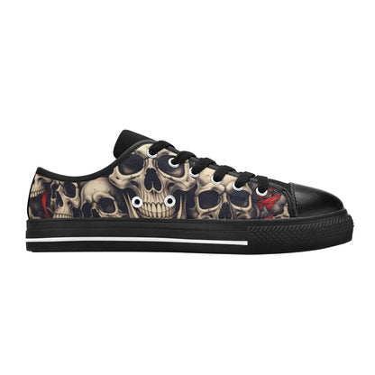WOMEN'S Patriotic Skull Flag Low Top Canvas Grunge Custom Shoes