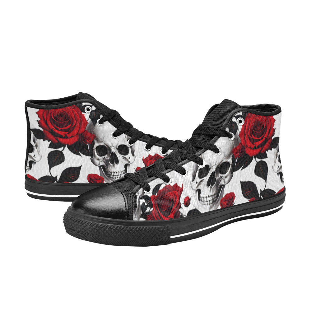 WOMEN'S Skulls Roses Deluxe 3 High Top Canvas Dreamcore Sneakers