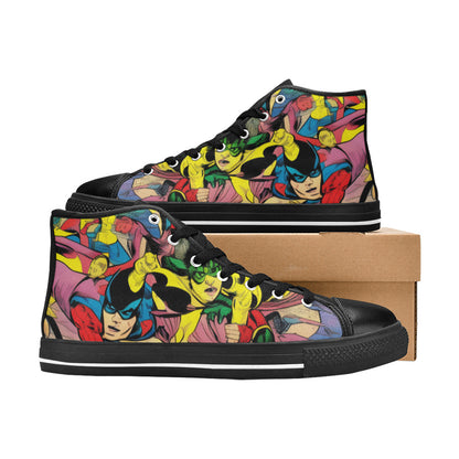 WOMEN'S Retro Comic Art High Top Canvas Wallpaper Art Sneakers