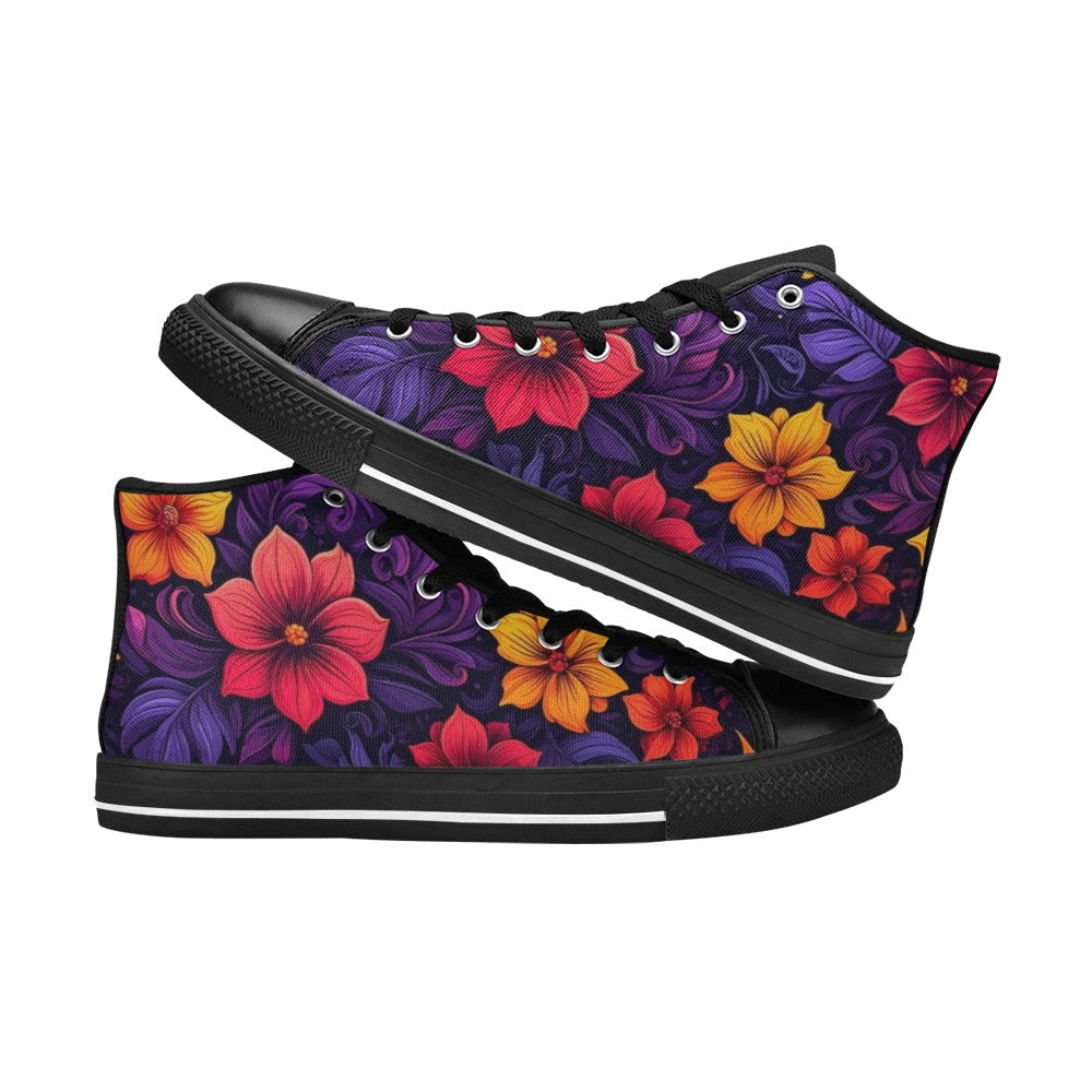 WOMEN'S Exotic Floral Weave High Top Canvas Y2K Sneakers