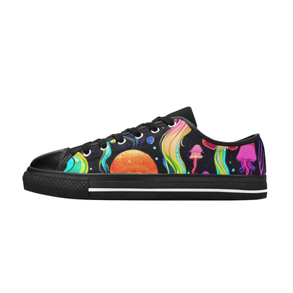 WOMEN'S Jellyfish Vibrant Mushroom Art Canvas Neon Fantasy Custom Shoes