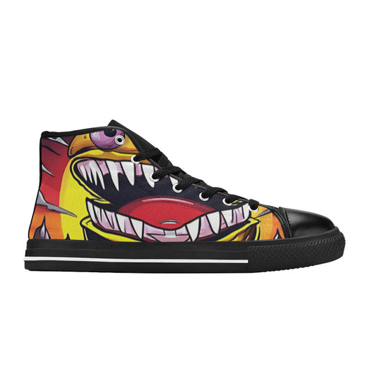 WOMEN'S Big Scary Cheeseburger Monster High Top Canvas Wallpaper Art Custom Sneakers