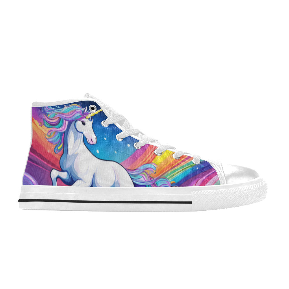 WOMEN'S Unicorns Abstract Art High Top Canvas Vibrant Chaos Shoes