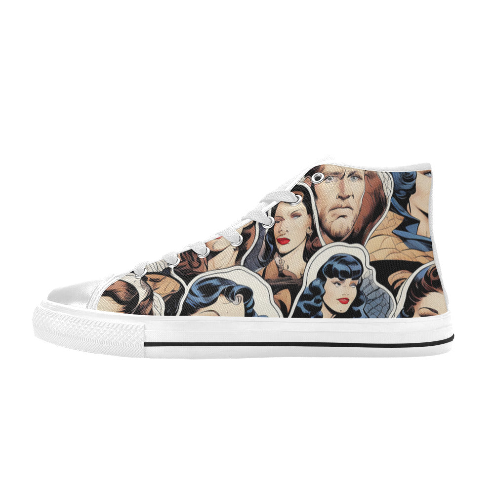 MEN'S Cc Retro Faces Men’S High Top Canvas Neon Fantasy Sneakers