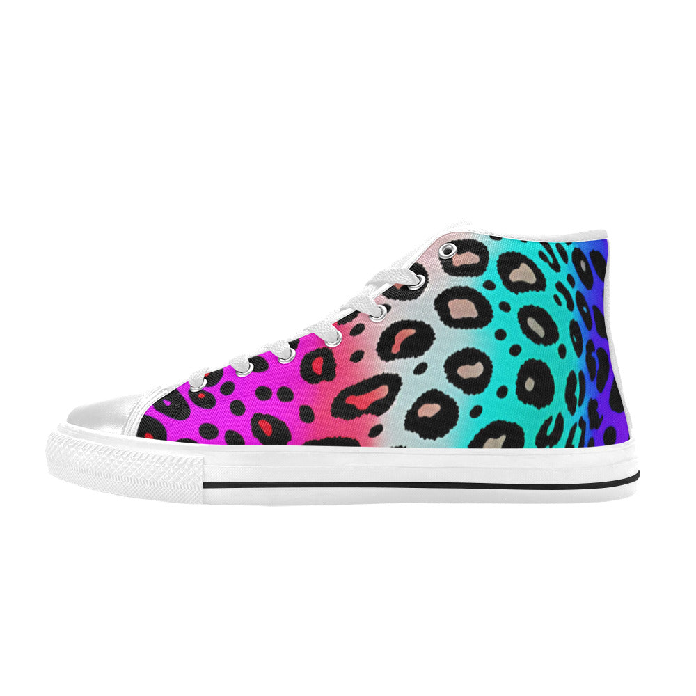 MEN'S Colored Leopard Print Art High Top Canvas Cottagecore Shoes