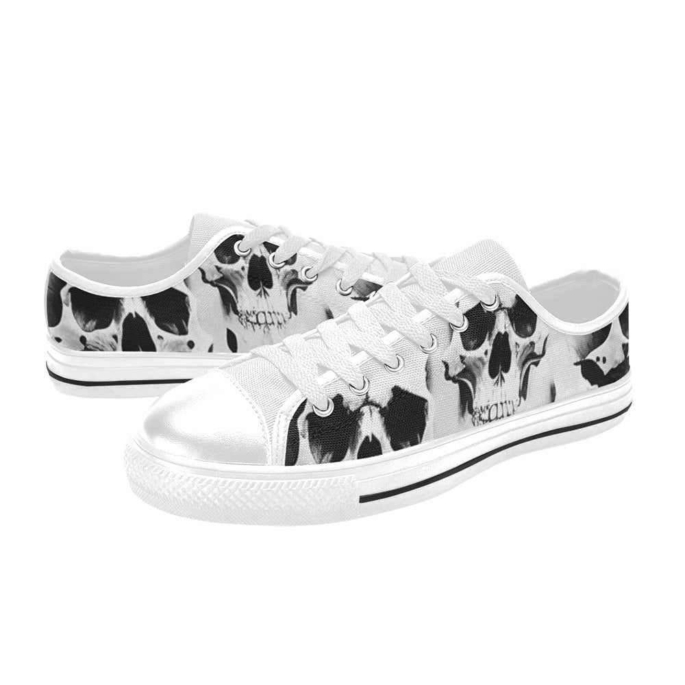 WOMEN'S Cc Grey Skull Art Canvas Neon Fantasy Sneakers