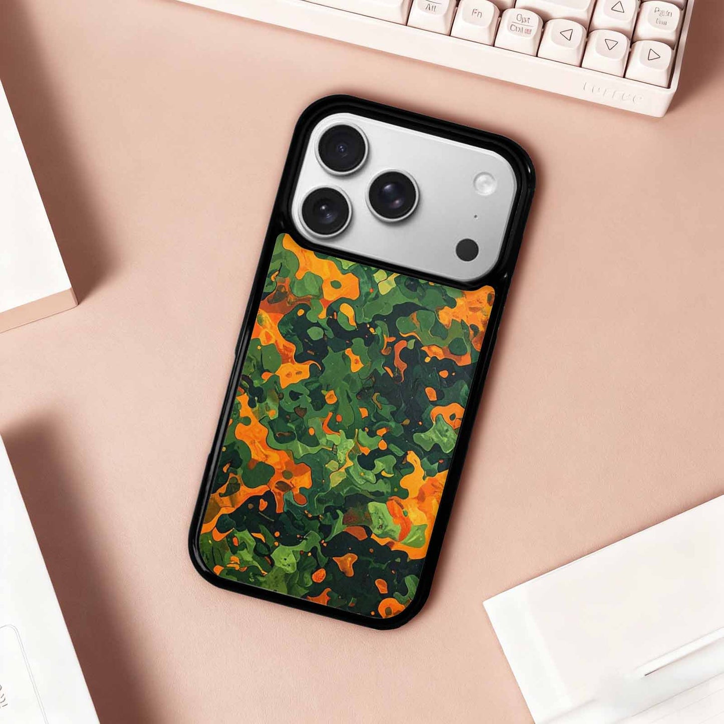 iPhone 17 Pro Case — Small Military Camouflage Blotch Pattern Camo, Personalized Phone Case