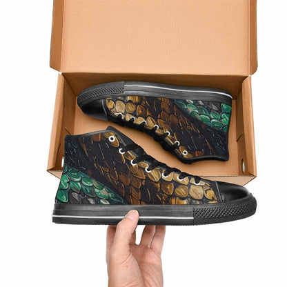 MEN'S Snake Skin Reptile High Top Canvas Grunge Shoes