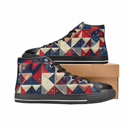 MEN'S American Flag Stars High Top Canvas Vibrant Chaos Custom Sneakers