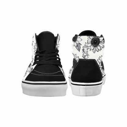 WOMEN'S Minimalist Line Art Sunflower High Top Canvas Neon Fantasy Sneakers